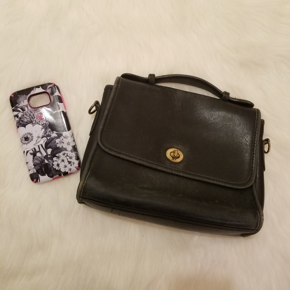 Coach Handbags - Coach Vintage Black Court Leather Handbag Purse
